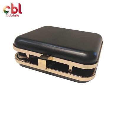 China Fashionable factory price 17*15.5cm cm square shape box clamshell clutch frame metal purse box frame for sale