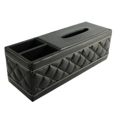 China Eco-friendly Home Office Decor Multifunctional Organizer Box PU Tissue Paper Leather Box for sale