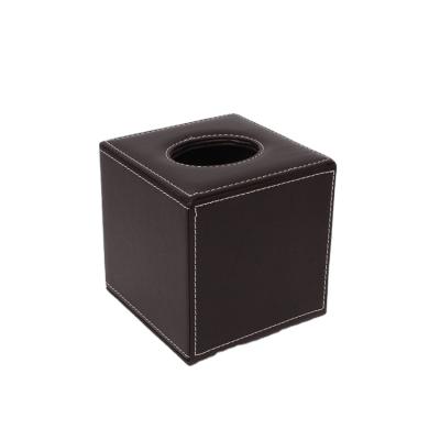 China Handmade Hotel Supplies Black PU Leather Square Tissue Box Leather for sale