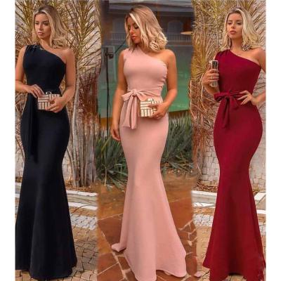 China New Anti-Static Free Shipping Women's Dress Sleeveless Shoulder New One Dress Slim Party Dress Evening Elegant Woman Long Girls Dress for sale