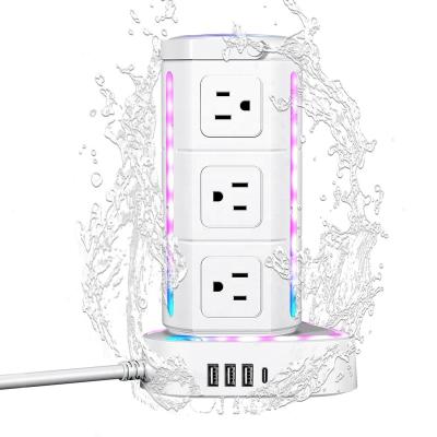 China Industrial Waterproof Surge Protector Tower Power Strip, with 9 Outlets, 3 USBextension Plug 1 Type - C for sale