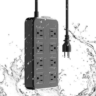 China Commercial verload proof 8 outlet flat plug outdoor waterproof power strip for heavy duty lighting appliances or yard for sale