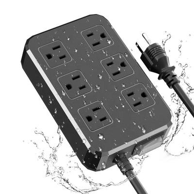 China 6 Outlets Commercial Outlets Waterproof Overload Shockproof Protection Power Strip For Outdoor Home Department Patio Porch for sale