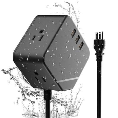 China Commercial Standard US Rubik's Cube 3 Plug Waterproof USB Power Strip Suitable For Kitchen Living Room Garden for sale