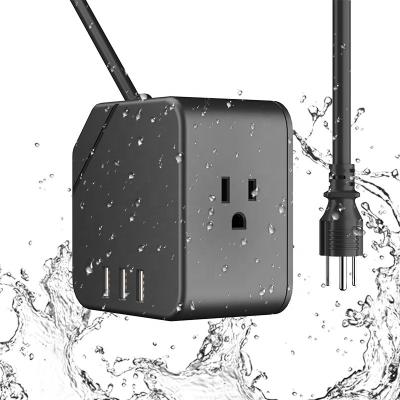 China Commercial Flat 3 Gang 3 Power Socket 3USBIPX6 Grade Waterproof AC Sockets For Bathroom Outdoor TV for sale