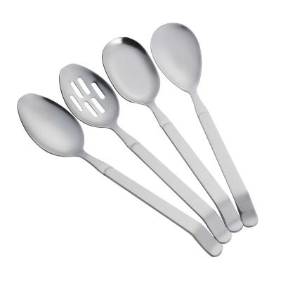 China Sustainable 11inches Stainless Steel Spoon Set Buffet Serving Banquet Serves Salad Rice Kitchen Spoon Spoon for sale