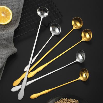 China Viable Long Handle Stainless Steel Spoon Mixing Cocktail Stirring Spoon Honey Spoon Long Handle Ice Cream Scoop for sale