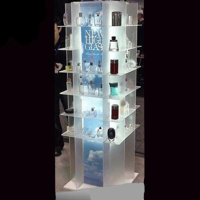 China Factory Custom Acrylic Countertop LED Perfume Display Merchandise Display Stand For Wholesale for sale