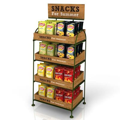 China Easy Assembly Off The Shelf Wooden Display Rack For Food And Snacks - Lucky Displays for sale