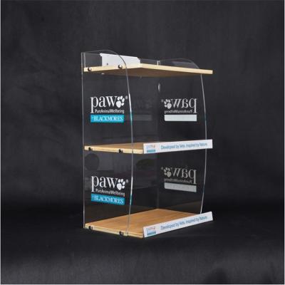 China Factory Eco - Friendly Custom Large Three - Layer Acrylic And Wood Display Racks For Wholesale for sale