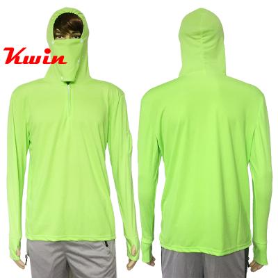 China Custom Logo Anti-wrinkle Printing UPF50+ Polyester Long Sleeve Hood Fishing Shirt Hoodie With Face Cover for sale