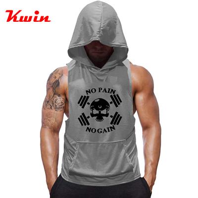 China Anti-Wrinkle Customized Men's Workout Tank Top Gym Hoodies Bodybuilding Sleeveless Muscle Cutout T-Shirt for sale