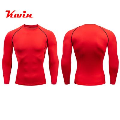 China Customized Elastic Tops Men's Long Sleeve Slim Fit T-Shirt Parride Round Neck Sports Gym Bodybuilding Muscle Casual Fitness Tops for sale