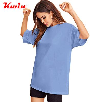 China Anti-Wrinkle Customized T-Shirt Women's 100% Graphic Neck Half Sleeve T-shirt Tunic Round Oversized Cotton Basic Casual Tee Shirt for sale