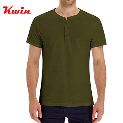 China Anti-Wrinkle Customized Men's Casual Henley Short Sleeve T-shirt Cotton T-shirt Summer for sale