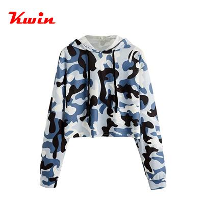 China Customized Parride Camouflage Crop Hoodie OEM Fleece Crop Top Sweatshirt With Hoodie for sale