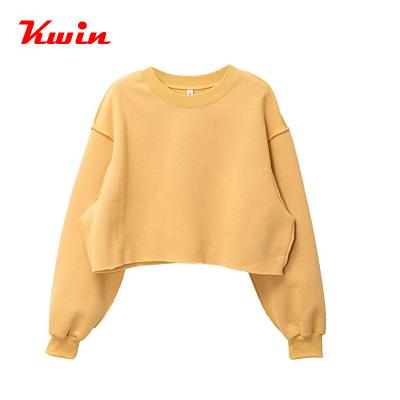 China Custom Cropped Crew Neck Anti-wrinkle Crop Top Women Sweatshirt for sale