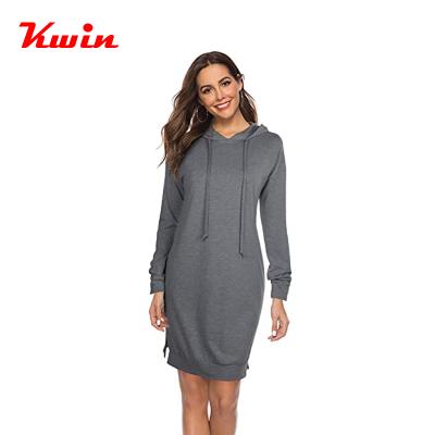 China oem terry long hoodie french sweatshirt dress customized byride oversized dress women with pocket for sale