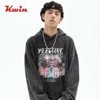 China Custom Anti-Wrinkle Heavy Vintage Acid Washed Hoodie Distressed Streetwear For Mens Outfits for sale