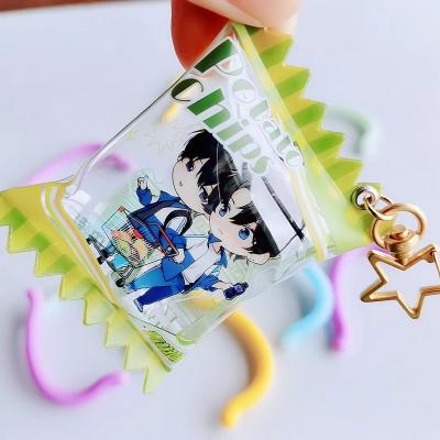 China Air Shaker Custom Candy Bag Promotion Gift Anime Desgin Inflatable Acrylic Charm Key Chain Moving Candy Air Shaker Charm for sale