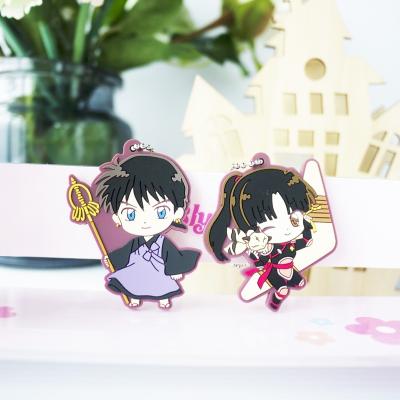 China Custom Anime 3d Decoration Gift PVC Key Chain Silicone Soft Keychain Soft Rubber Key Holder OEM Customized Cute Band Figure Plastic Phone Chain drawn for sale