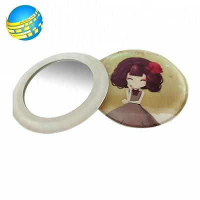 China Foldable Side Round Magnifying Tourist Souvenirs Mirror Leather Double Mini Shape Custom Small Makeup Pocket Mirror for sale