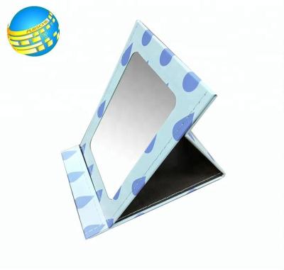 China Fashion Custom Gifts Cover Table Mirror High Grade Custom Colored Makeup Paper Folding Mirrors Portable Square Pocket Desktop Mirror for sale