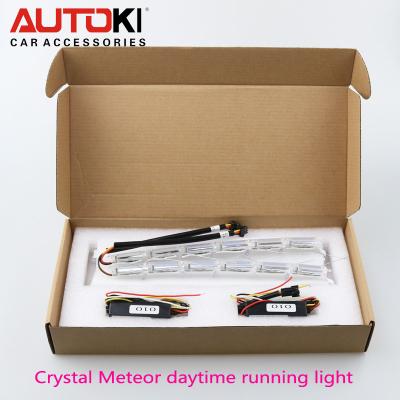 China Daytime Running Flexible Autoki Crystal Meteor LED Headlight Universal Daytime Light Retrofit Light+turn Lightr White Amber DRL for sale