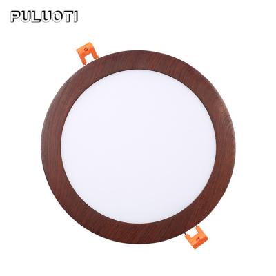 China Wood recessed round panel light indoor 3watt 6watt 9watt 12watt 15watt 18watt 24watt log grain border ip20 recessed smd led panel lights for sale