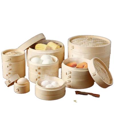 China Sustainable 18cm Bamboo Steamer With Lid Natural Bamboo Dumpling Steamer for sale