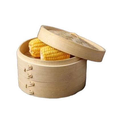 China Sustainable 20cm Bamboo Steamer With Lid Natural Bamboo Dumpling Steamer for sale