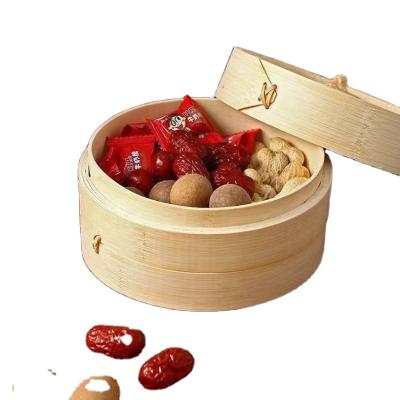 China Sustainable 24.5cm Bamboo Steamer With Lid Natural Bamboo Dumpling Steamer for sale