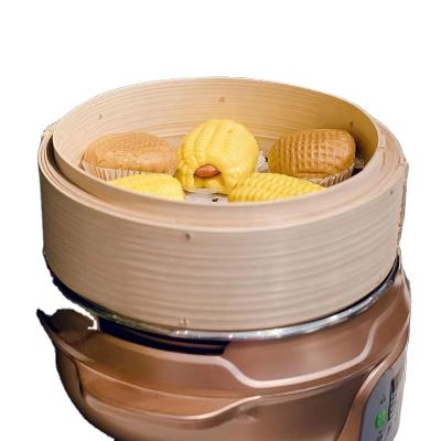 China Sustainable 26cm Bamboo Steamer With Lid Natural Bamboo Dumpling Steamer for sale