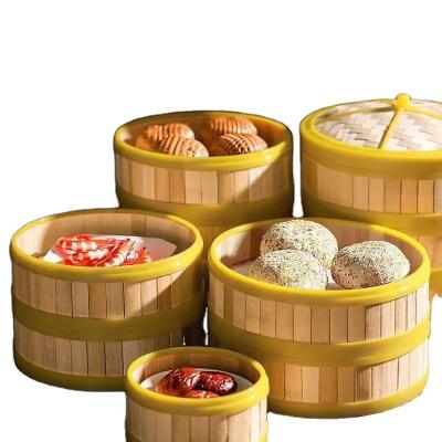 China Small Sustainable Hot Bamboo Steamer Basket Food Bamboo Kitchen Utensils Steamer Cage for sale