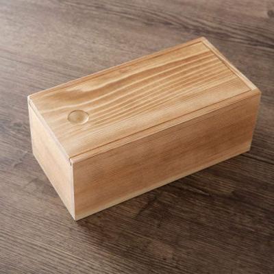 China American style wooden storage jewelry box gift packaging tea box with sliding lid for sale