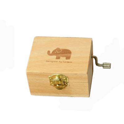 China Hand Crank Handmade Cartoon Metal Wooden Music Box for sale