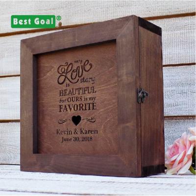 China Repurposed Materials Mr. and Mrs. Wedding Guest Book Box Wooden Alternative Shadow Box for sale