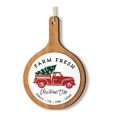 China Handmade Christmas Decor Wooden Farmhouse Cool Christmas Trees Truck Sign for sale