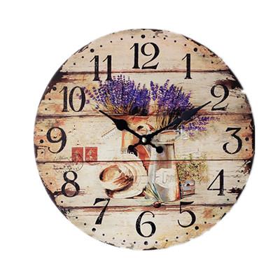 China American Style Wood Wall Clock Vintage Electronics Lavender Painted Hanging Digital Clock for sale