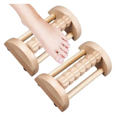 China 2 Pieces Handmade Wooden Roller Massager Non Slip Plantar Fasciitis Foot for sale