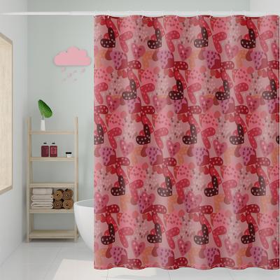 China New Viable Bathroom Curtain 3D Printed Lotus Waterproof Mildew Polyester Shower Curtain Thickened Toilet Partition Curtain With Hooks for sale