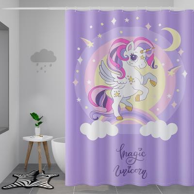 China Sustainable Cute Unicorn Kids Shower Curtain Custom Print For Bathroom for sale