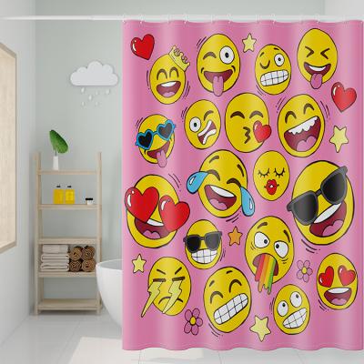 China New Durable 3D Printing Cartoon Waterproof And Mold Proof Polyester Shower Curtain Thickened Bathroom Partition Curtain Bathroom for sale