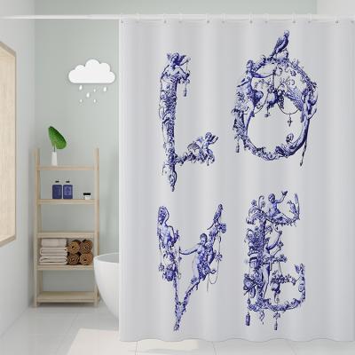 China Amazon Best Selling Sustainable Custom Printed Shower Curtain Polyester Waterproof Bathroom 3D Print Custom Shower Curtain Wholesale for sale