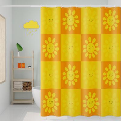 China Customized Size Sustainable Polyester White Waterproof Shower Curtain for sale