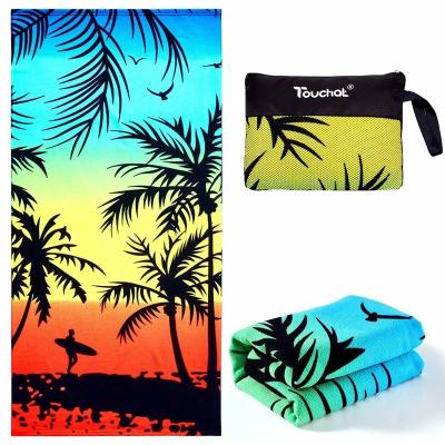 China QUICK DRY Hawaii Style Pattern Print Microfiber Tropical Beach Towel With Bag for sale