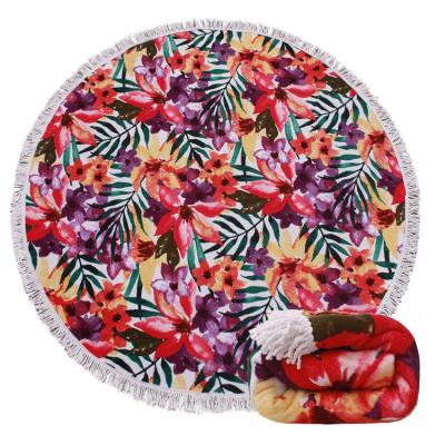 China Wholesale Price Round Flower Microfiber QUICK DRY Beach Towel With Tassel for sale