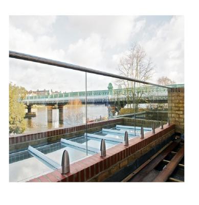 China Modern New Design Glass Railings Frameless Spit Clamp Stainless Steel Spigots Swimming Pool Outdoor Glass Fence for sale