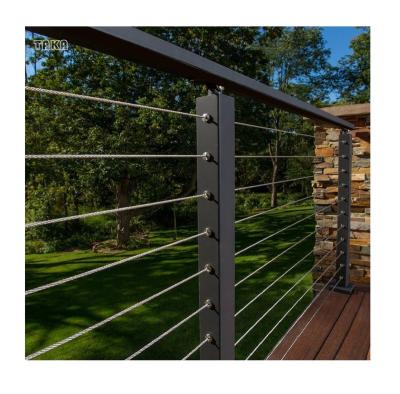 China Modern High Quality Low Maintenance 304/316 Stainless Steel Railing For Deck Black Wire Stainless Steel Cable Railing System for sale