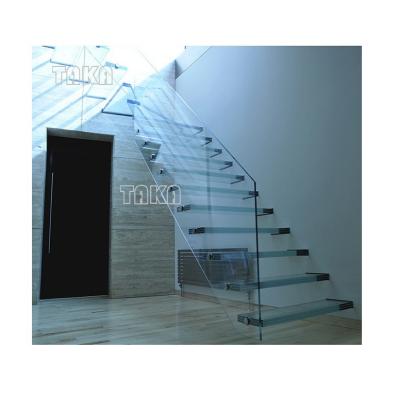 China Modern Loft Modern Laminated Glass Stairs Tempered Glass Floating Staircase Case for sale